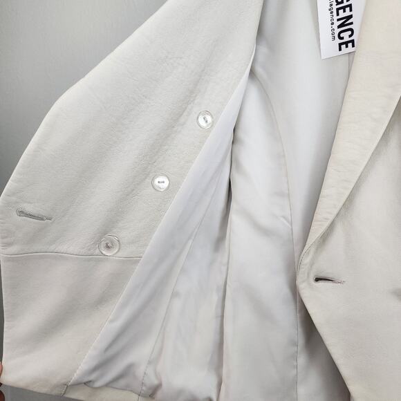L'Agence Kenzie Lambskin Leather Double Breasted Blazer White Gold 2 NWT - Picture 15 of 16